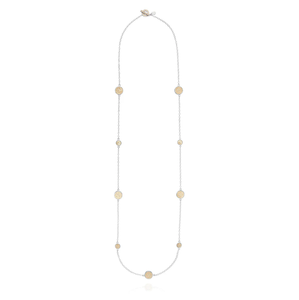 Classic Long Multi-Disc Station Necklace - Gold & Silver - Image 4