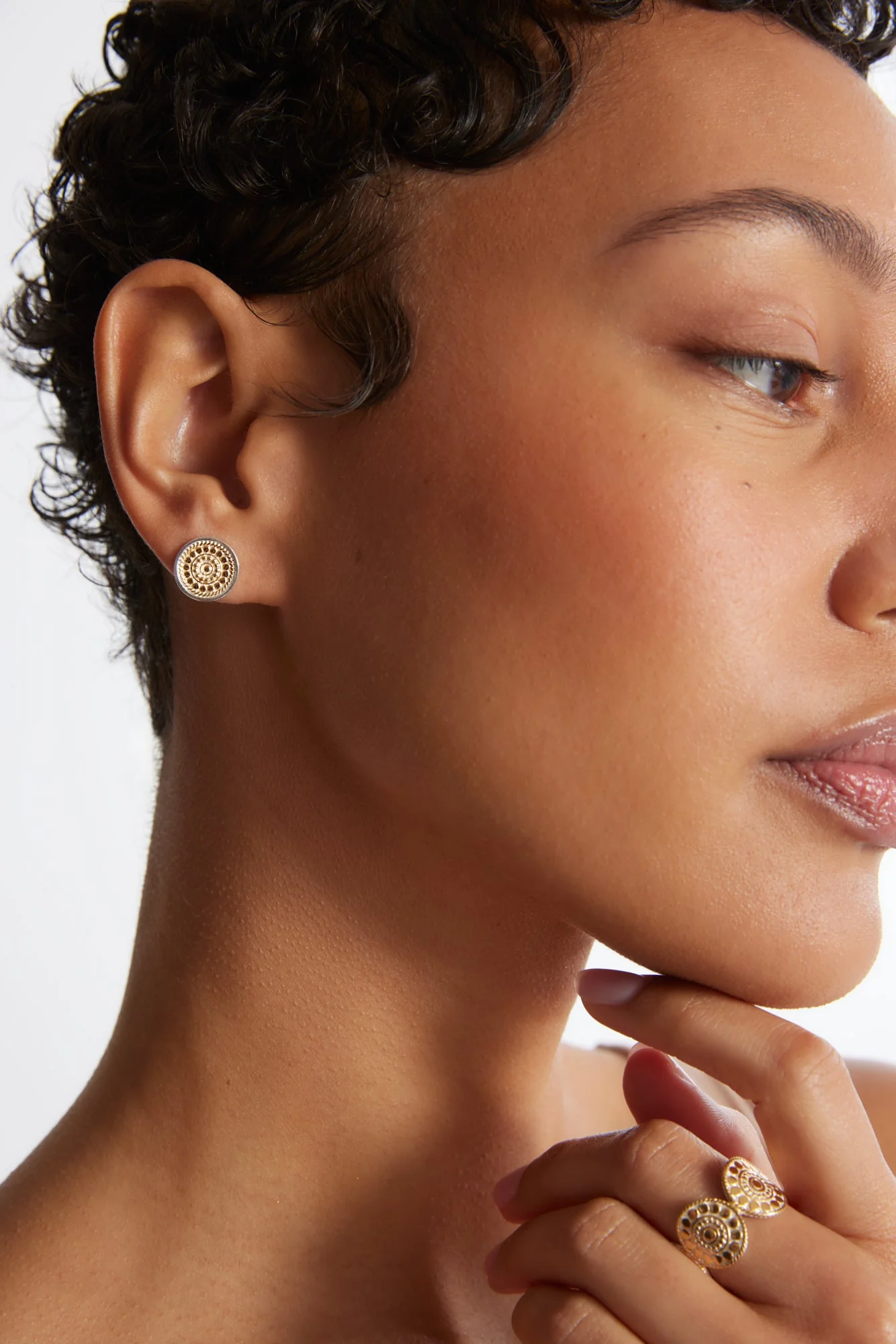 Contrast Dotted Multi-Disc Ring - Gold - Image 3