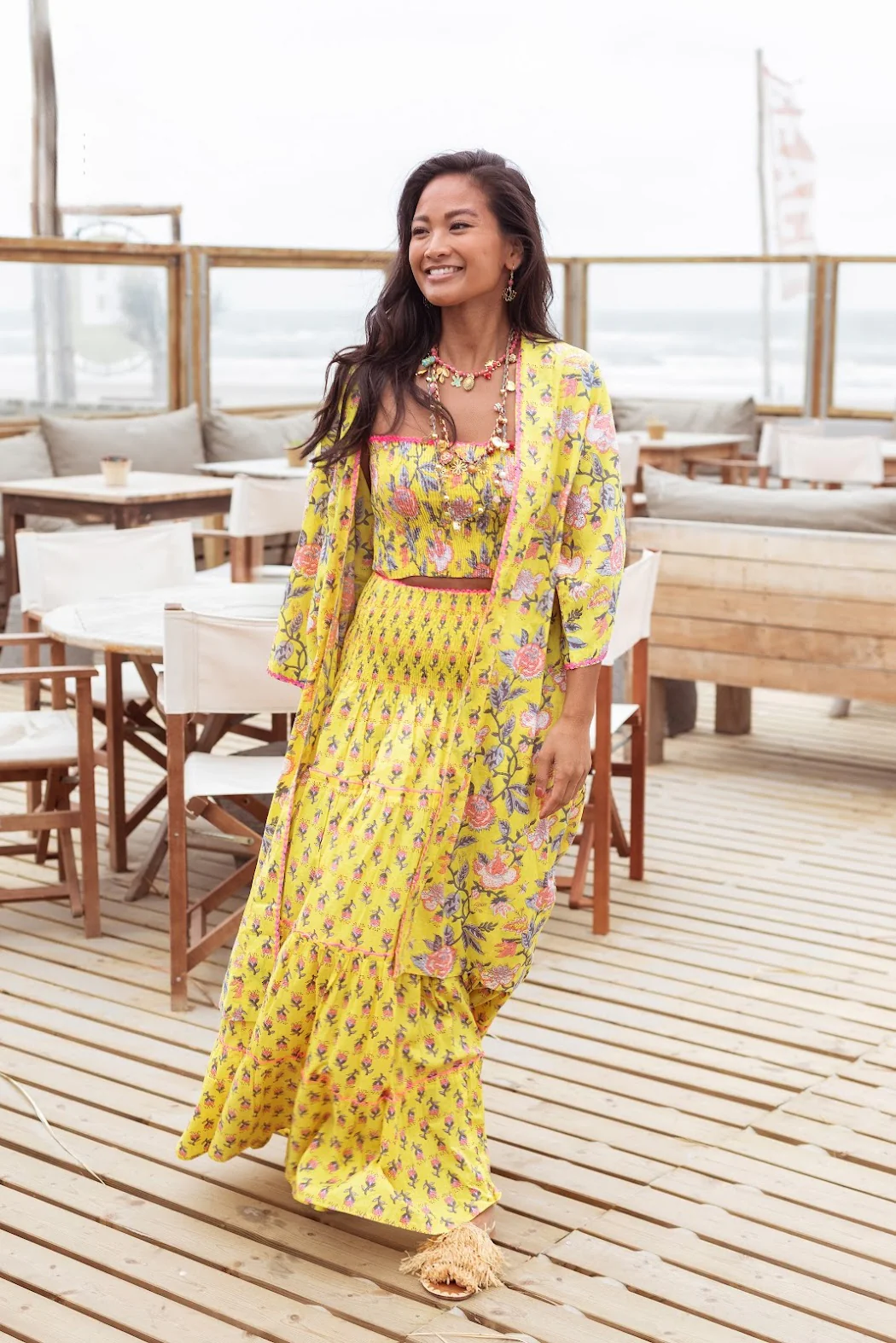 413 Flower Long Skirt - Yellow - Image 2