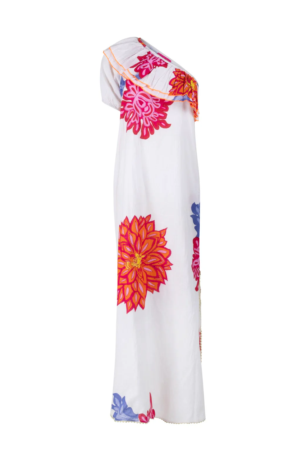 437 Big Flower One Sleeve Dress - White - Image 2