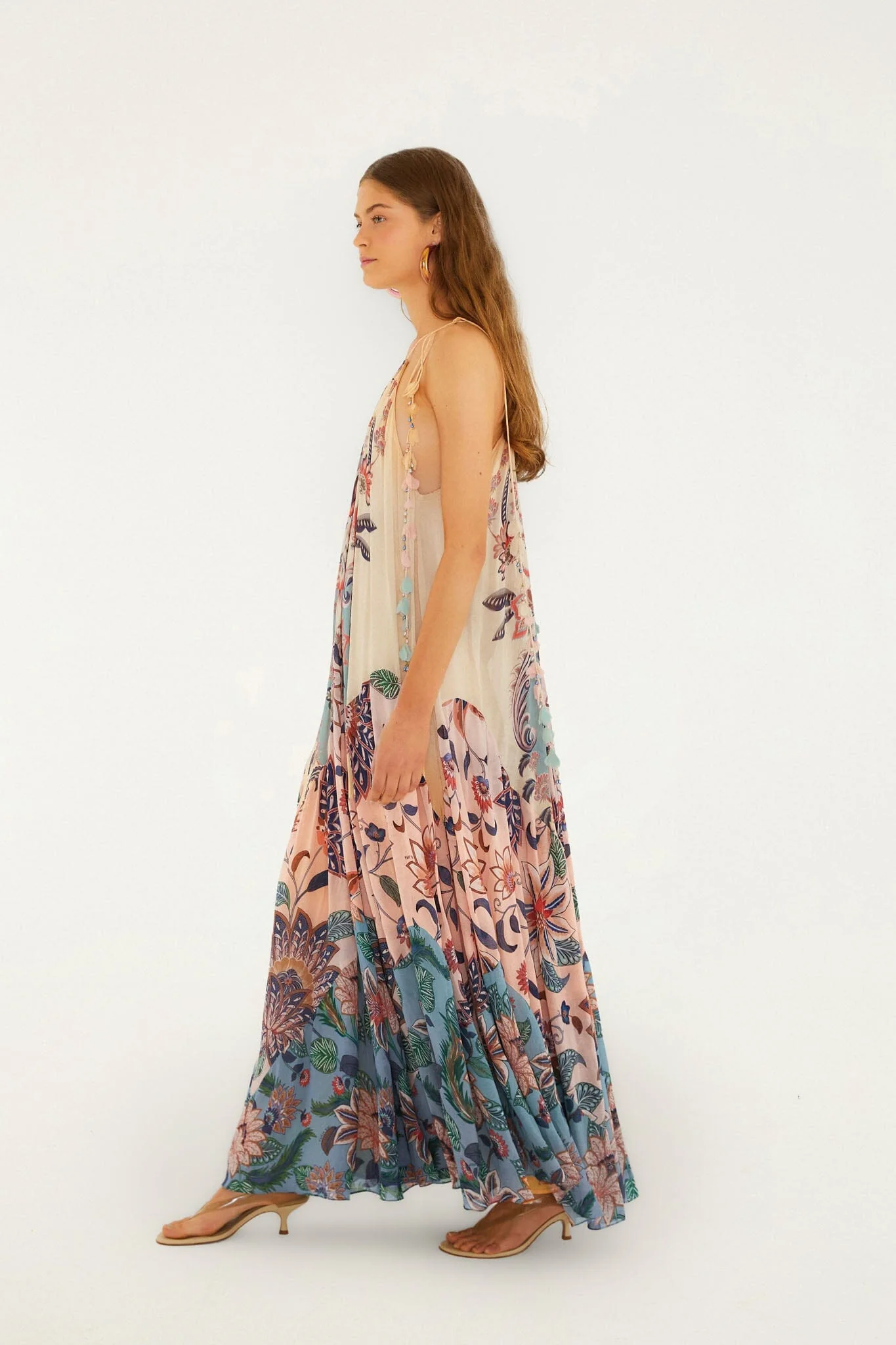 Boho Floral Delhi Pleated Maxi Dress - Multicolour - Image 3