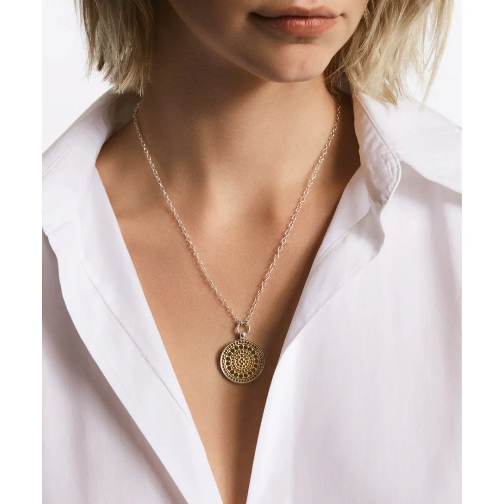 Classic Reversible Disc Pendant Necklace - Gold & Silver - Image 2