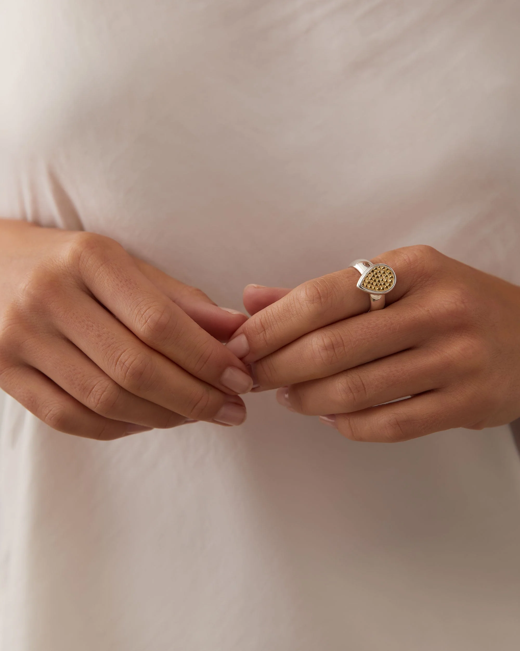 Classic Smooth Rim Drop ring - Gold & Silver - Image 3
