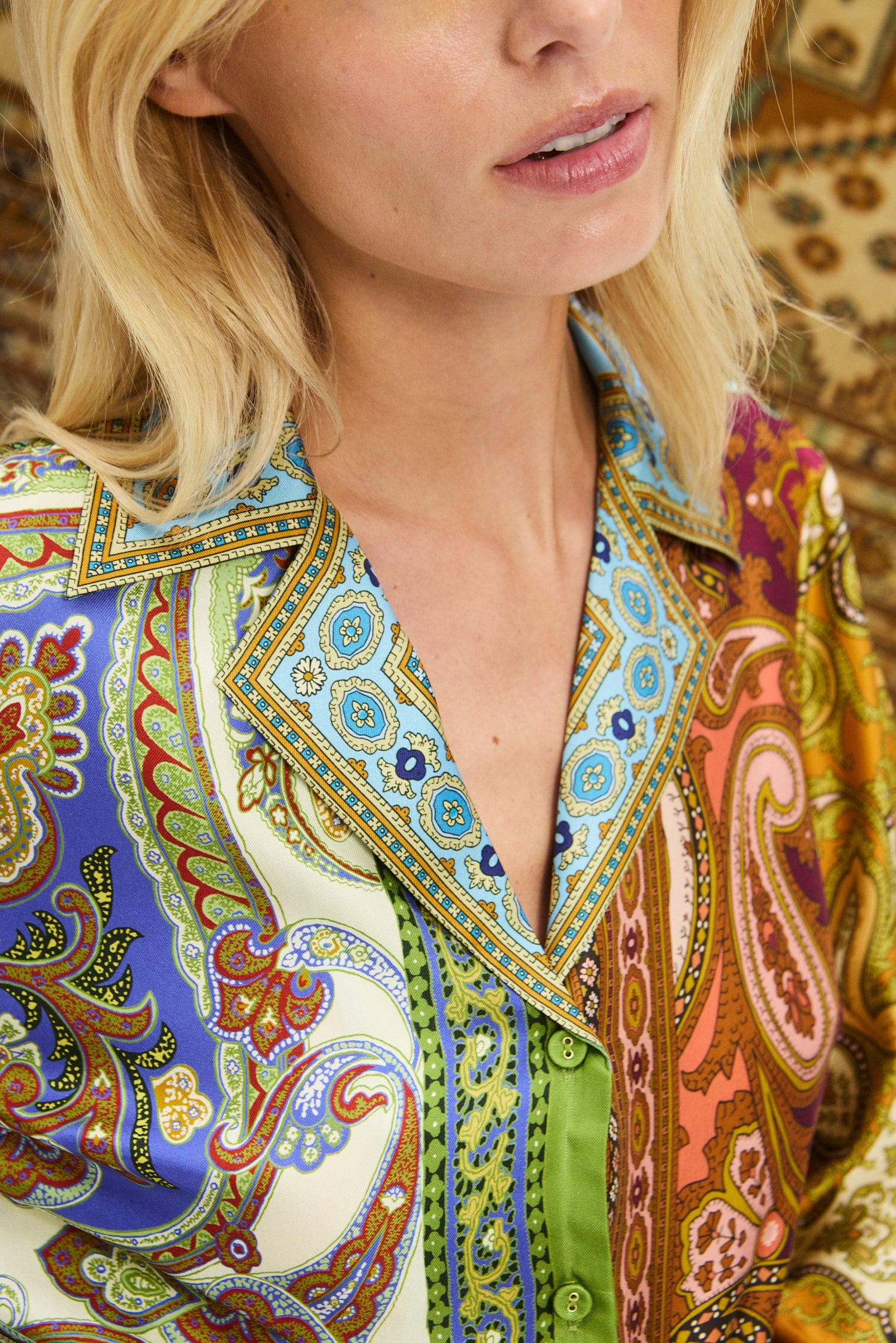 Clemenza Spliced Silk Shirt - Image 5