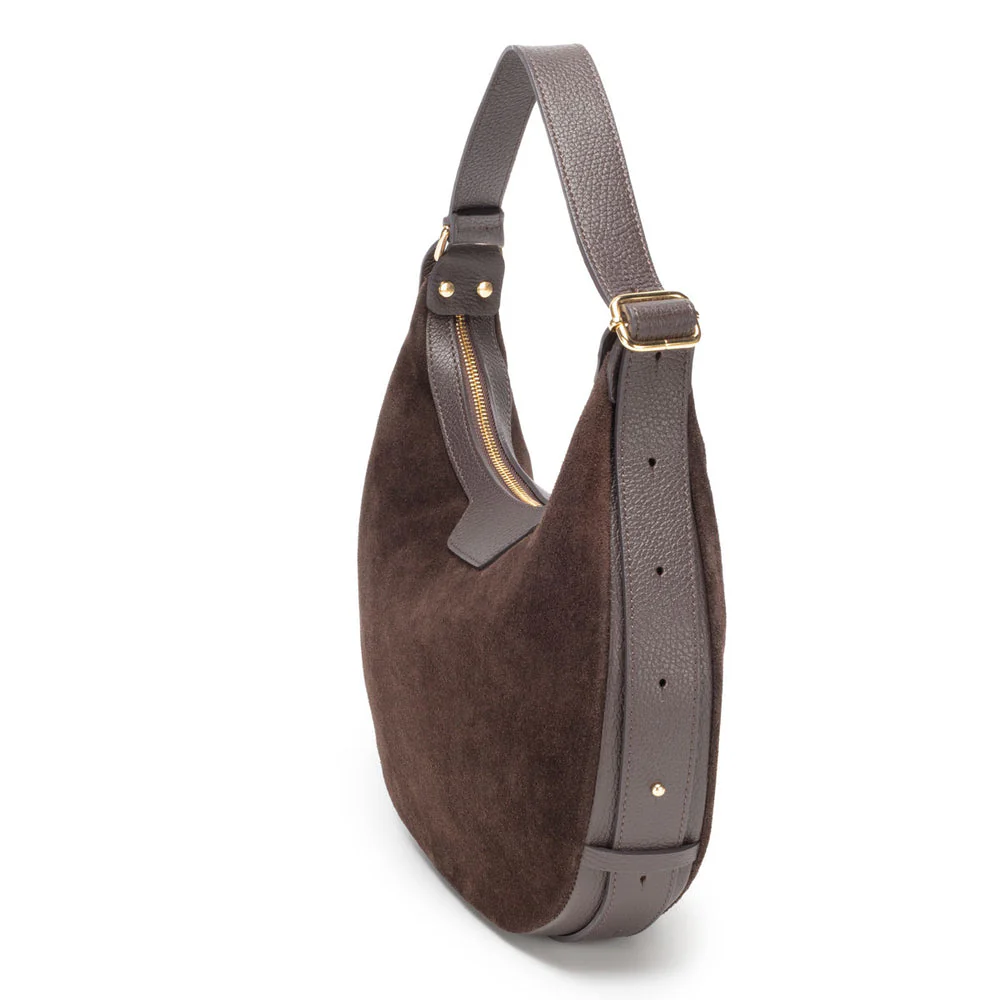 Crescent Suede Bag - Choc - Image 4