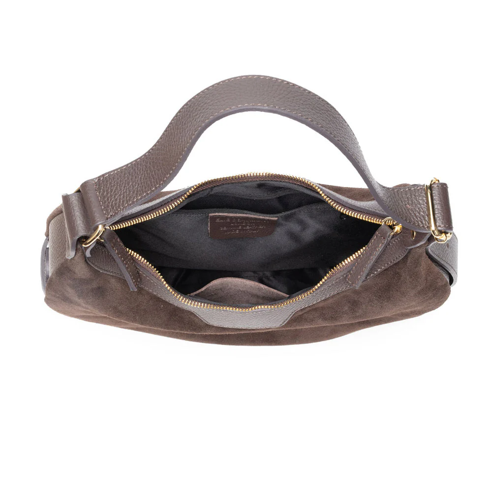 Crescent Suede Bag - Choc - Image 5