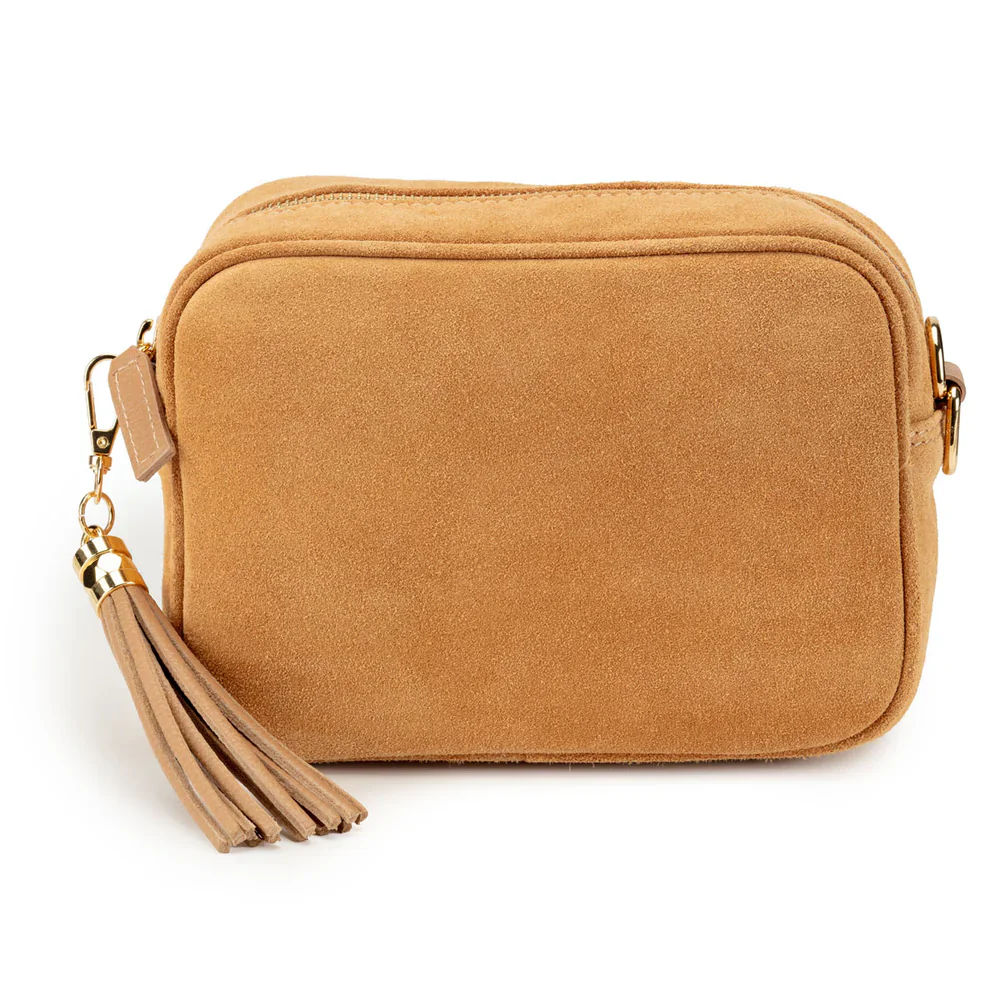 Crossbody Tassel Bag - Suede Camel - Image 3