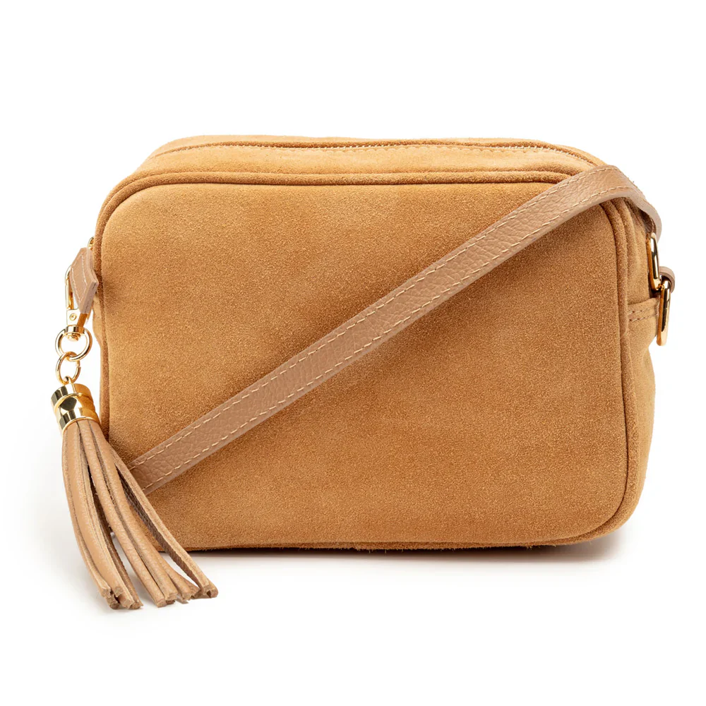 Crossbody Tassel Bag - Suede Camel - Image 4