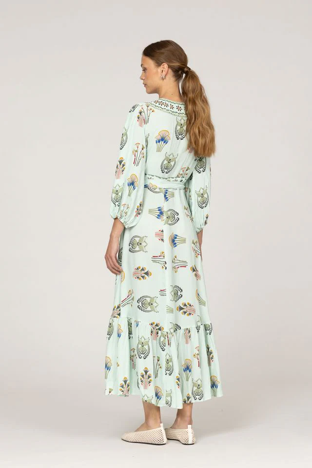 Daisy Balloon Dress - Pistacia Vera/Aqua - Image 4