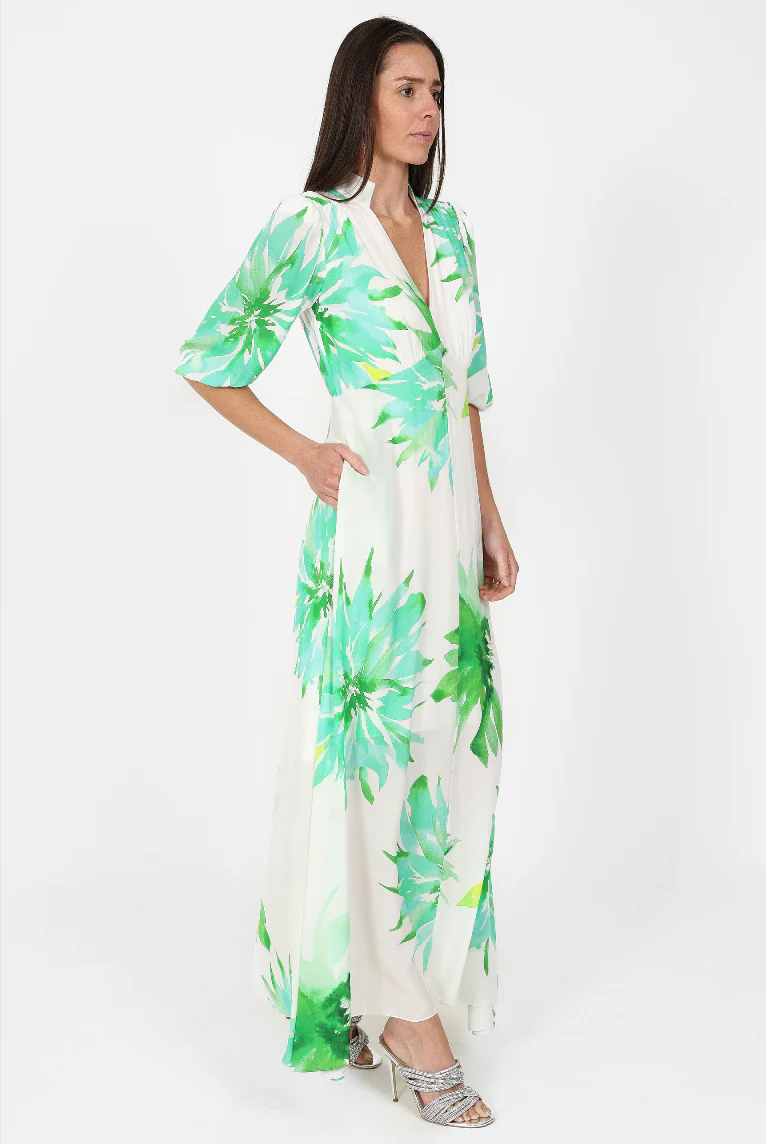 Elena Flower Dress - Green - Image 5