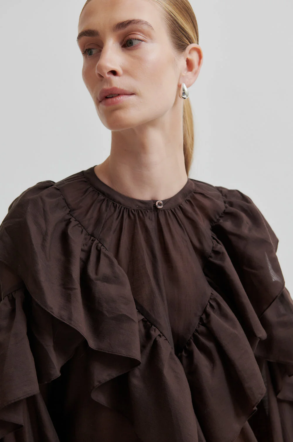 Fria Frill Blouse - Chocolate Plum - Image 4