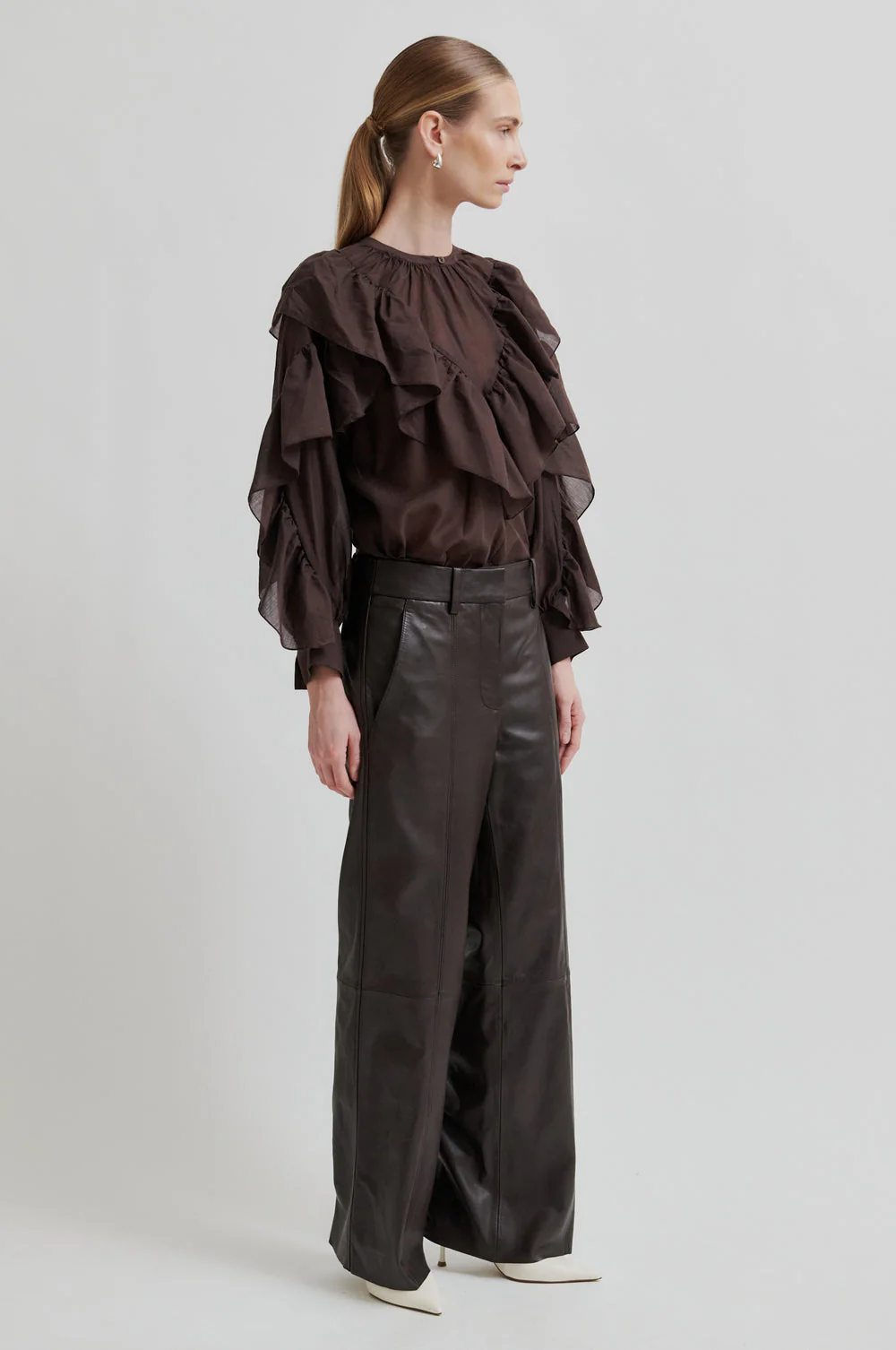 Fria Frill Blouse - Chocolate Plum - Image 5