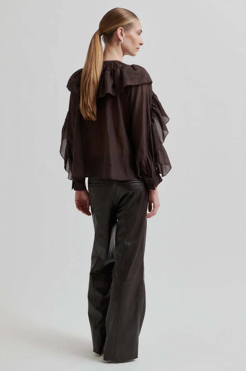 Fria Frill Blouse - Chocolate Plum - Image 6