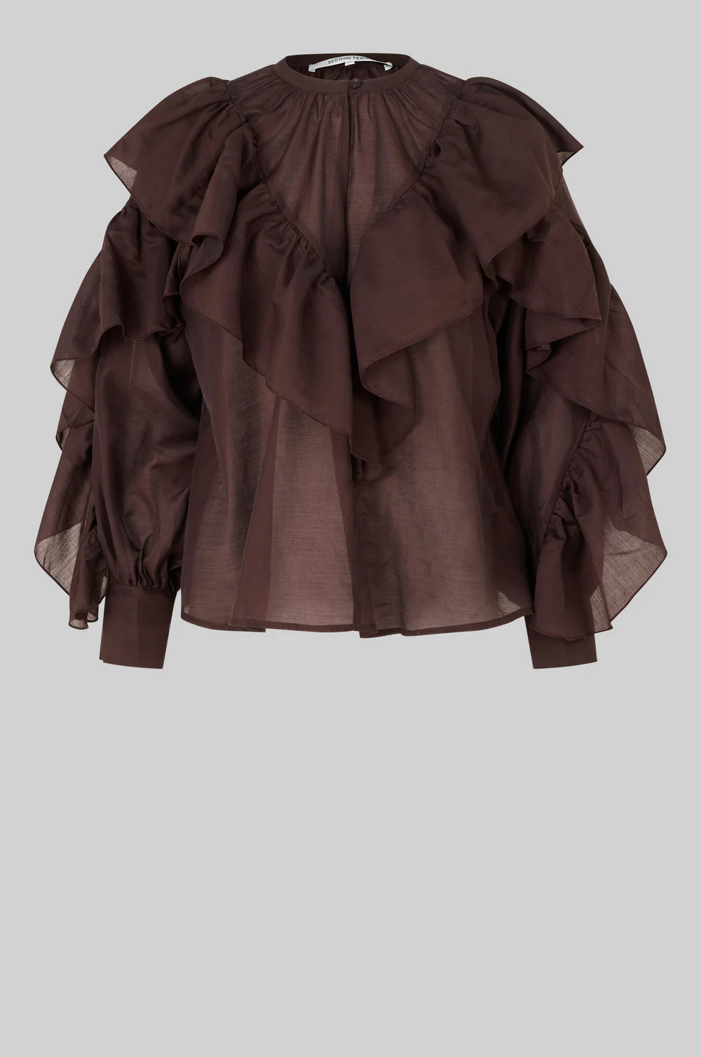 Fria Frill Blouse - Chocolate Plum - Image 7