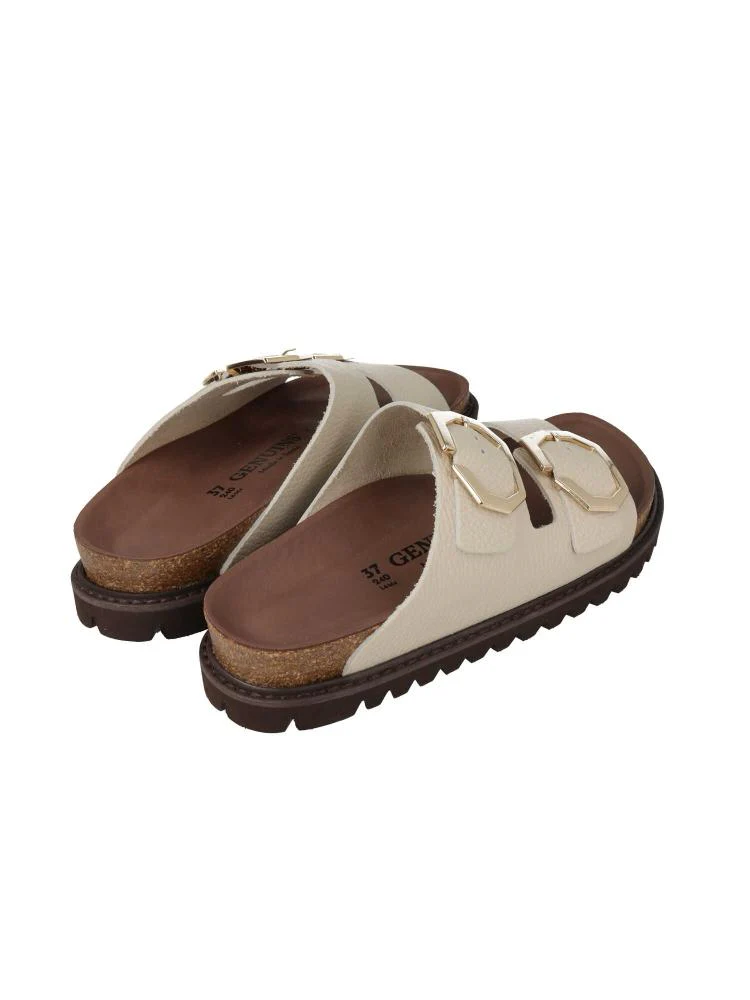Galia Embossed Leather Sandals - Chalk - Image 3