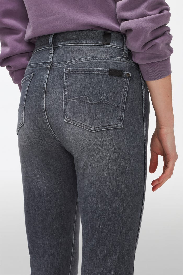 The HW Slim Kick Illusion Moon Tune Jeans With Worn Out Hem - Grey - Image 5