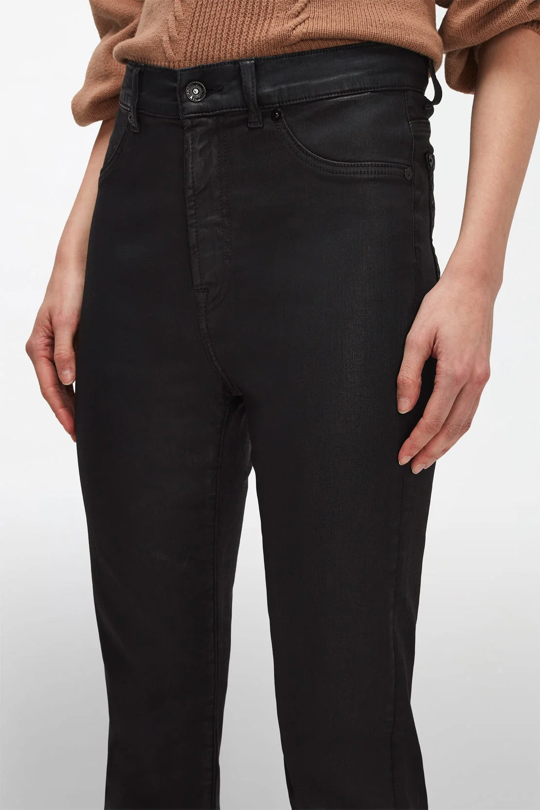 The HW Slim Kick Coated Illusion Jeans - Black - Image 4