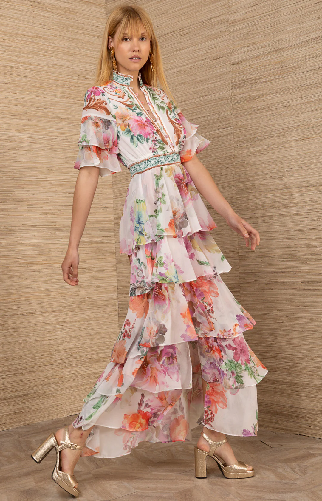 Itzayana Chiffon Maxi Dress - Ivory - Image 4