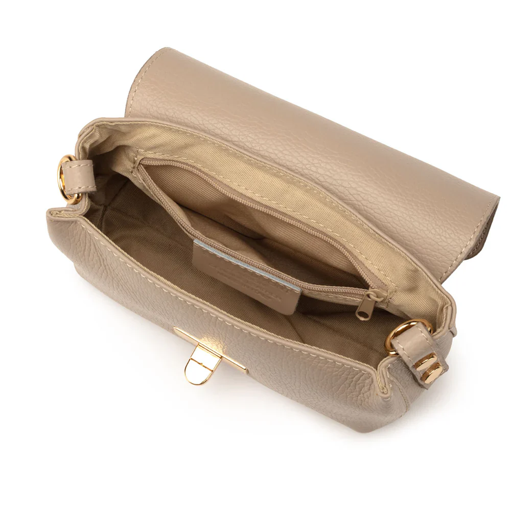 Leather Twist Clasp Bag - Biscuit - Image 5