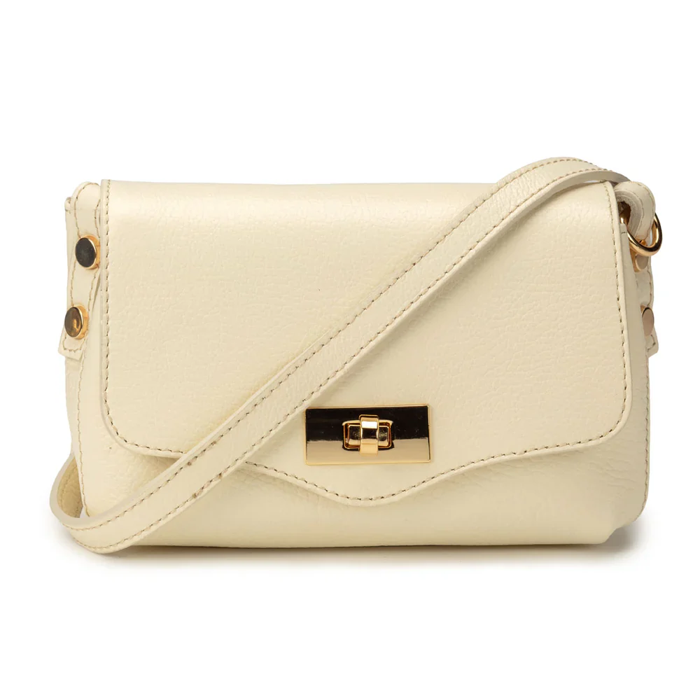 Leather Twist Clasp Bag - Ivory - Image 3