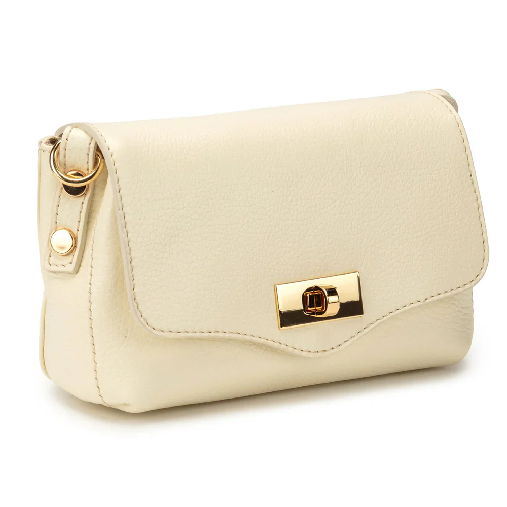 Leather Twist Clasp Bag - Ivory - Image 4