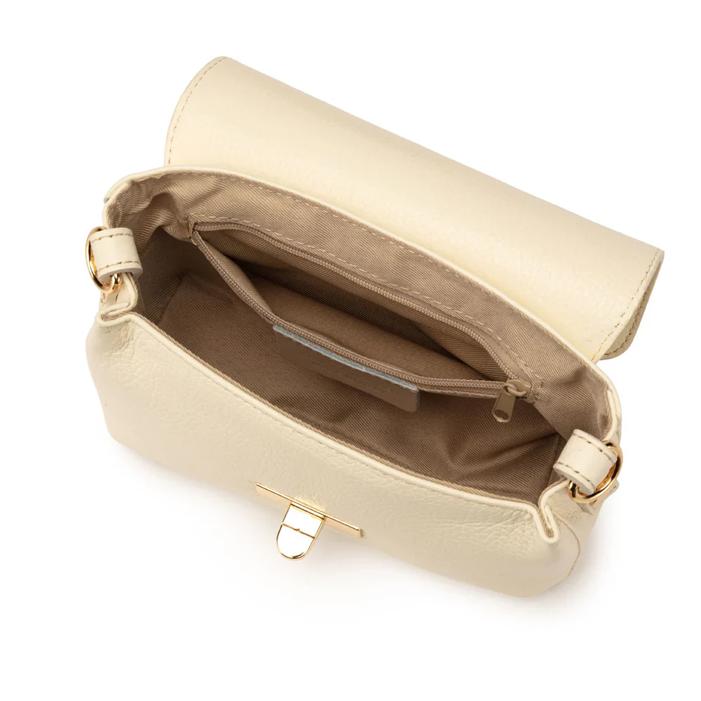 Leather Twist Clasp Bag - Ivory - Image 5