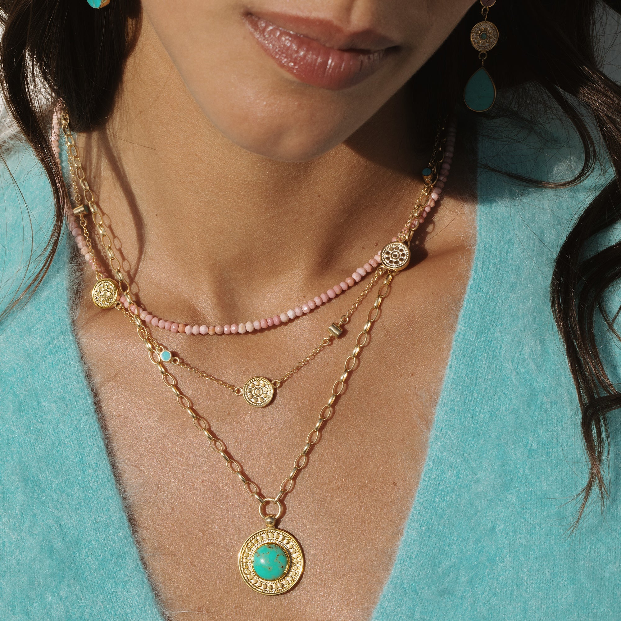 Luna Pendant Necklace - Turquoise - Image 2