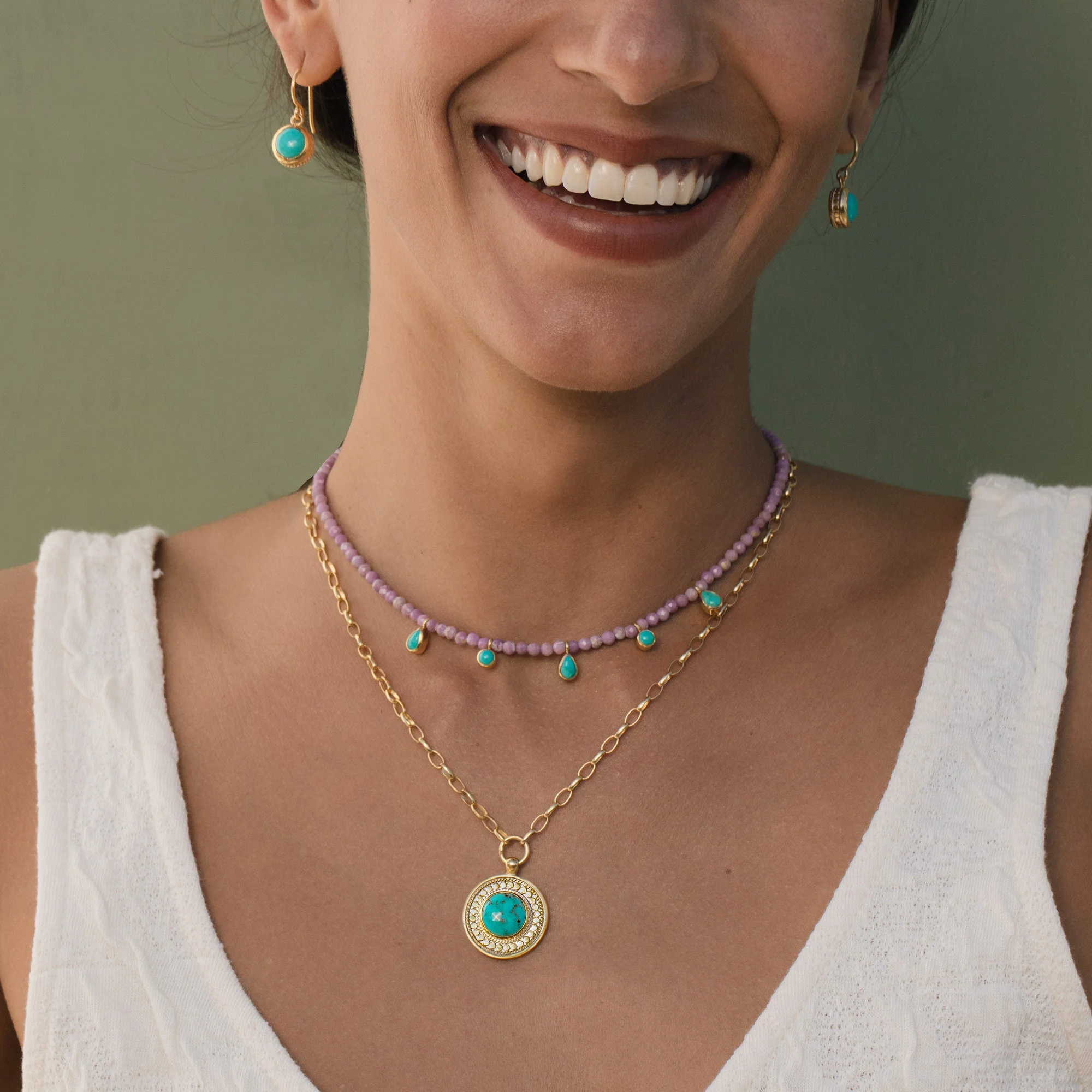 Luna Pendant Necklace - Turquoise - Image 3