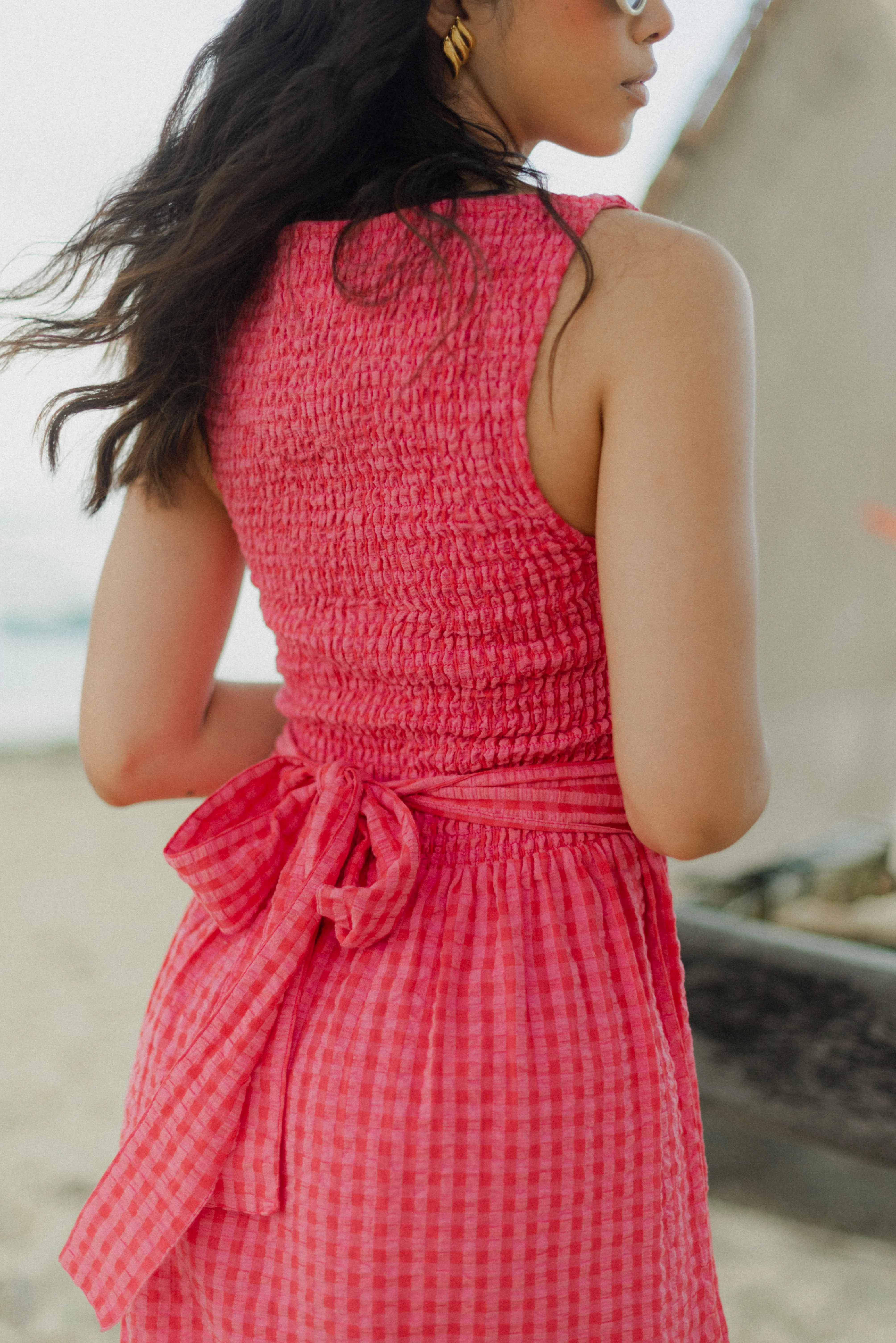Marguerite Mini Gingham Dress - Red/Fuchsia - Image 3