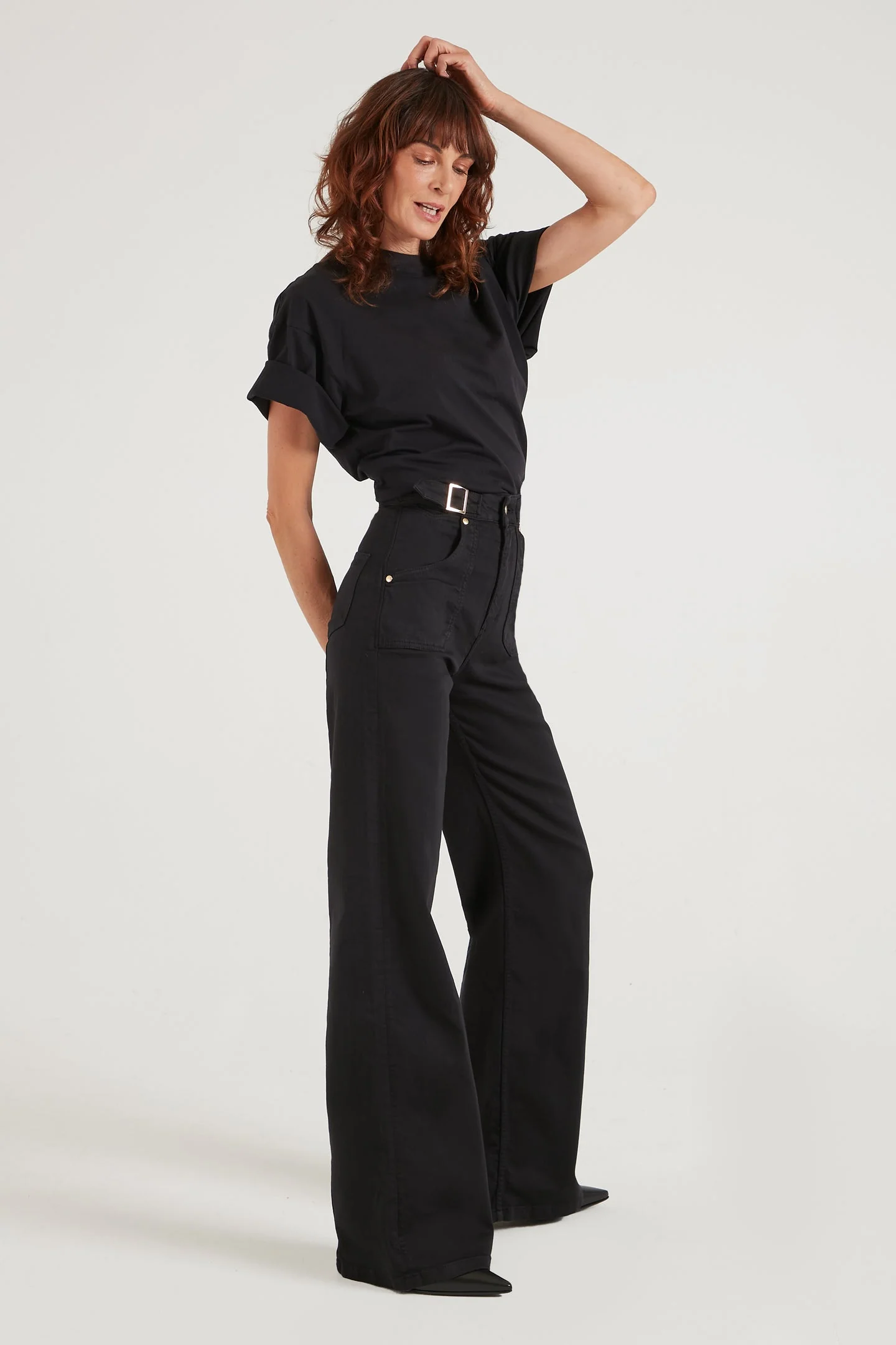 Minnie The High Top Wide Leg Flared Jeans - Blackest - Image 3