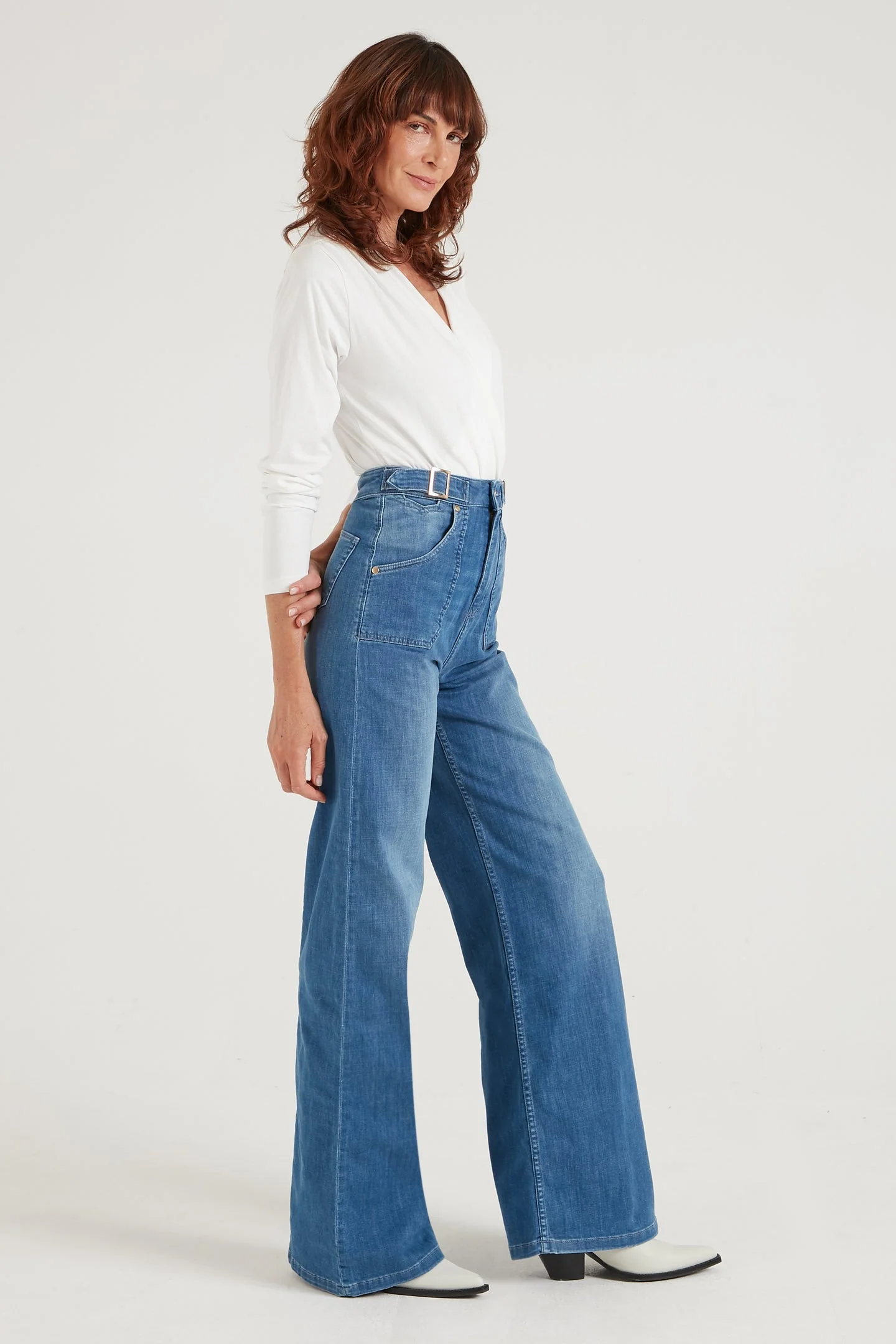 Minnie The High Top Wide Leg Flared Jeans - Lazy Afternoon - Image 3