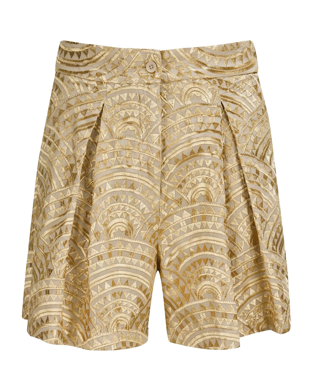 New Triangle Pleats Shorts - Sage/Gold - Image 4