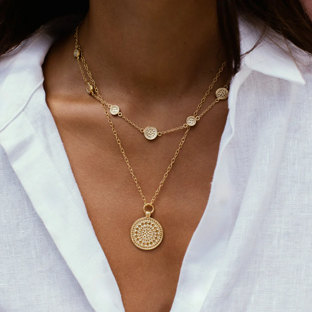 Classic Station Necklace - Gold - Image 2