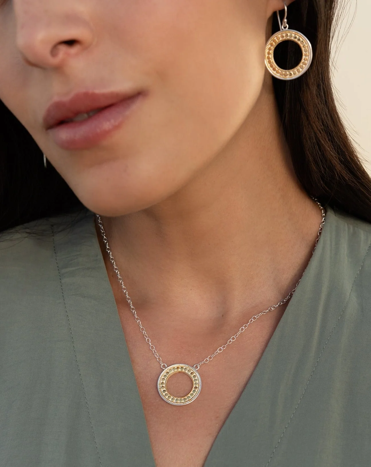 Classic Open Circle Necklace - Gold & Silver - Image 3
