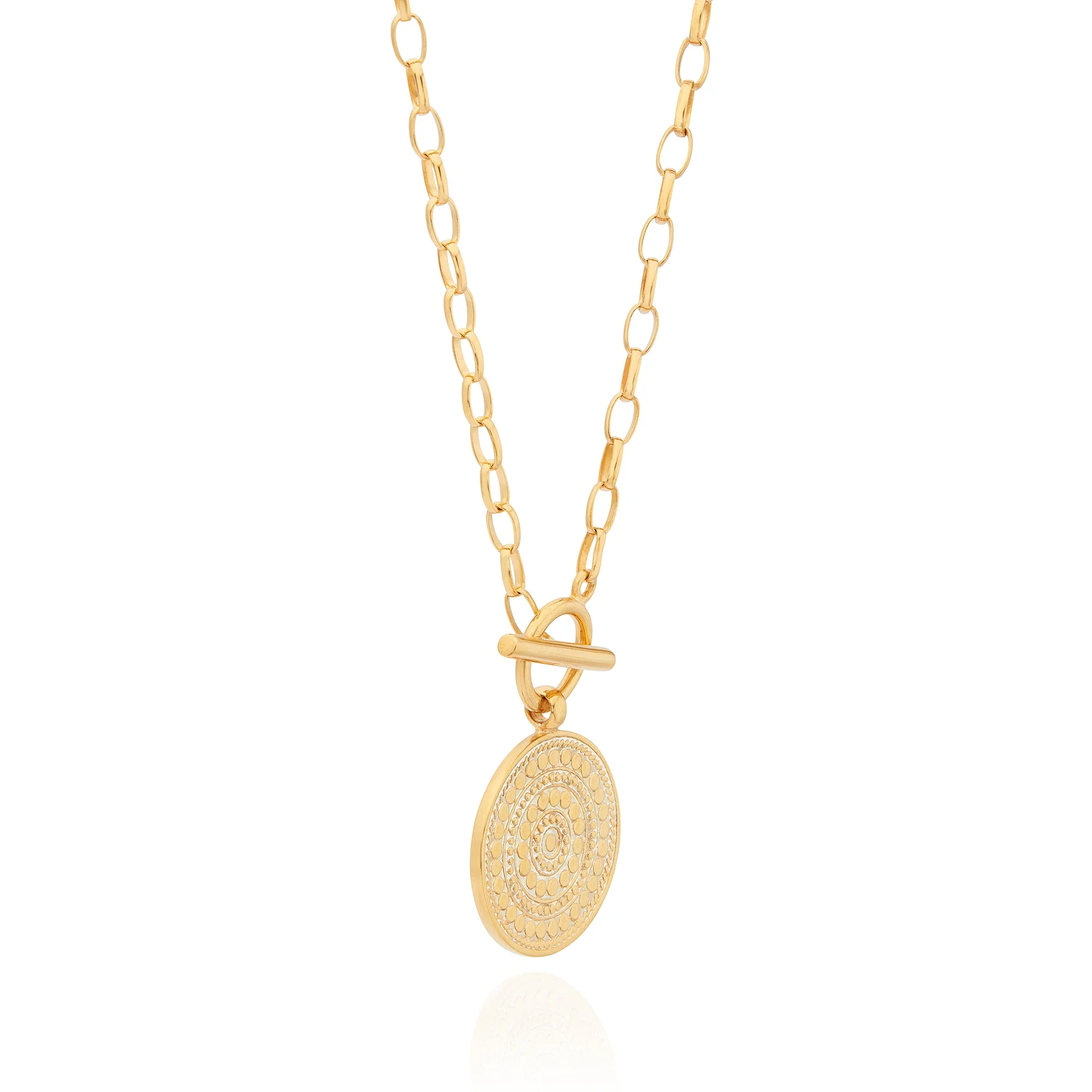 Contrast Dotted Circle Toggle Necklace - Gold - Image 3