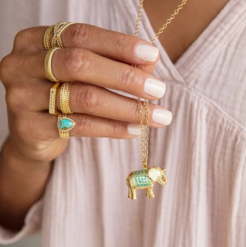 Elephant Necklace - Turquoise - Image 2