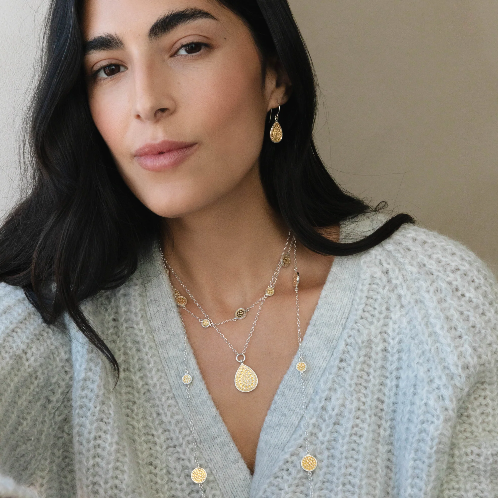 Classic Drop Flower Necklace - Gold & Silver - Image 3