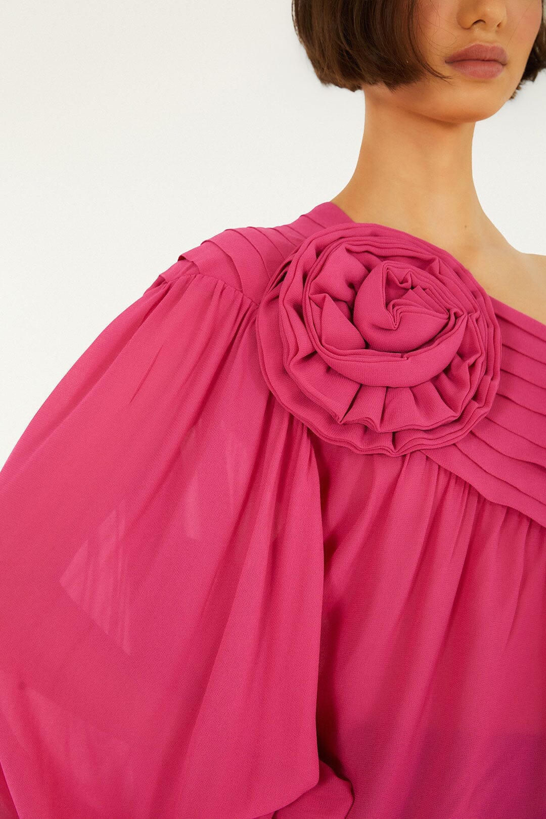 Pink Rose One Shoulder Blouse - Image 2