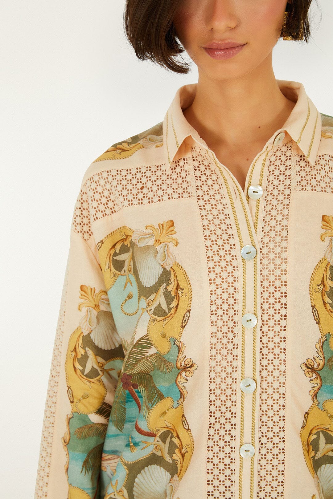 Royal Sea Crochet Detail Shirt - Multicolour - Image 3