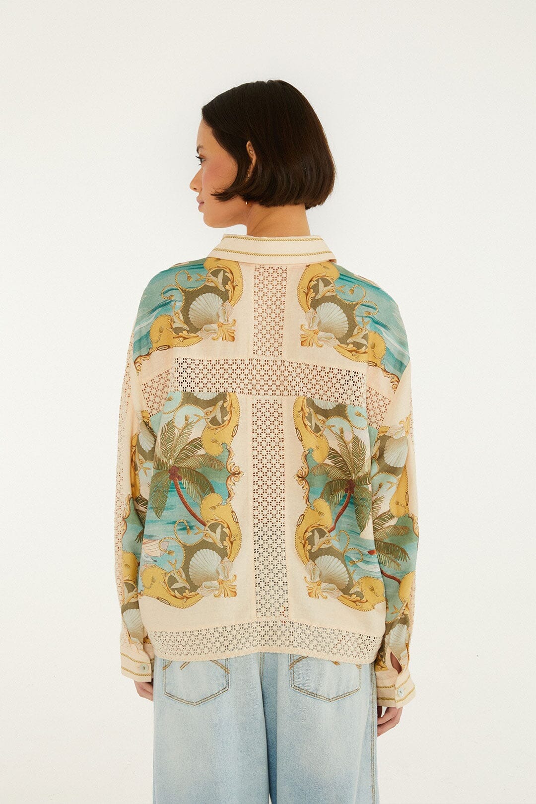 Royal Sea Crochet Detail Shirt - Multicolour - Image 4