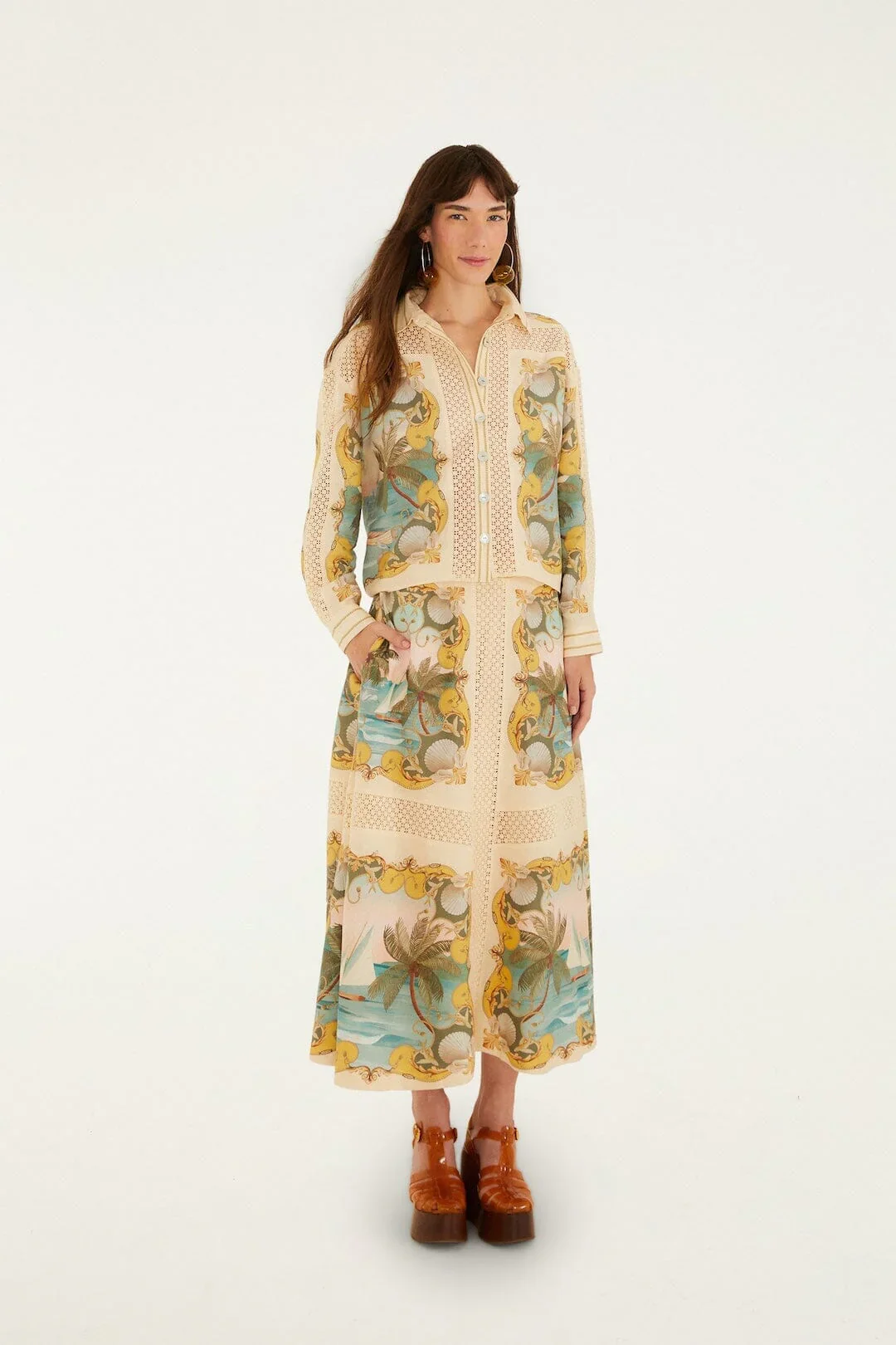 Royal Sea Crochet Detail Shirt - Multicolour - Image 5