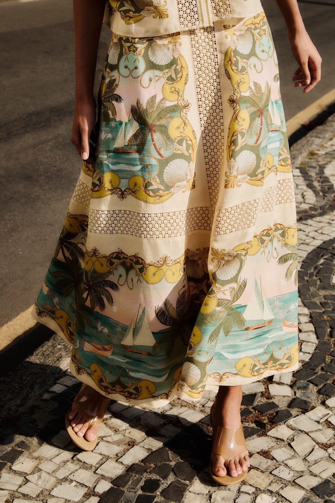 Royal Sea Crochet Detailed Midi Skirt - Multicolour - Image 2