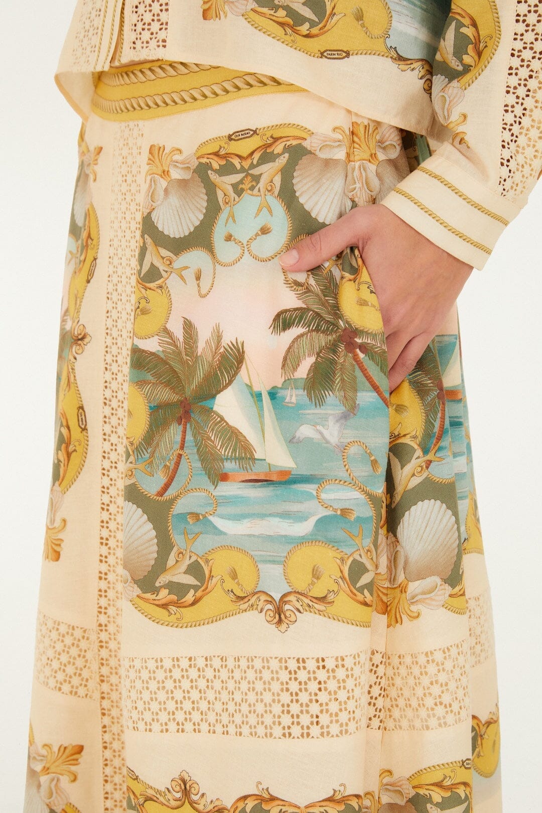 Royal Sea Crochet Detailed Midi Skirt - Multicolour - Image 3