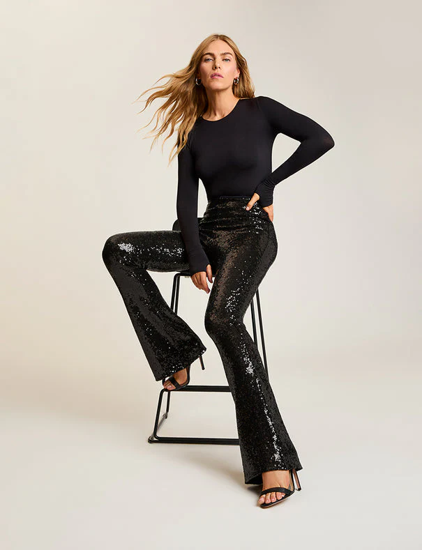 Sequin Flared Legging - Black - Image 3