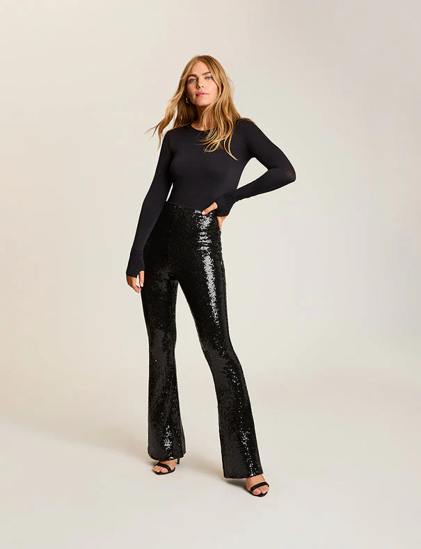 Sequin Flared Legging - Black - Image 5
