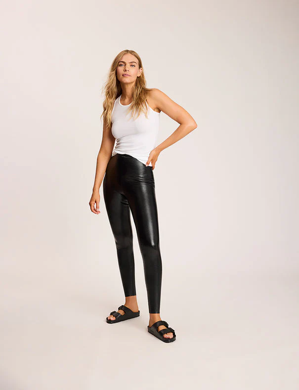 SLG06 Faux Leather Leggings - Black - Image 3
