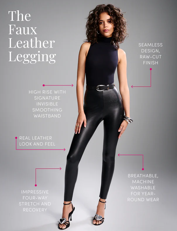SLG06 Faux Leather Leggings - Black - Image 9