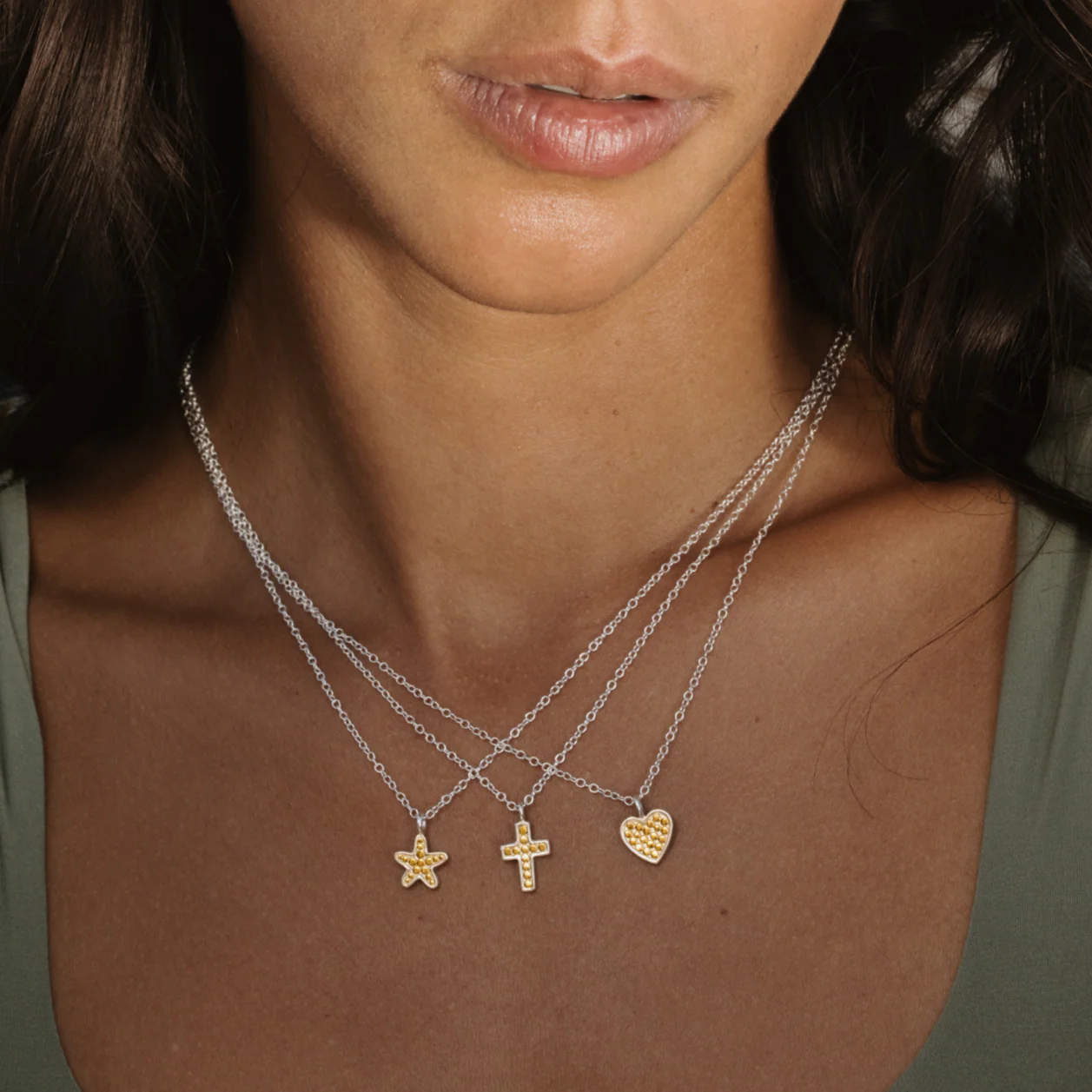 Small Cross Classic Necklace - Gold & Silver - Image 2