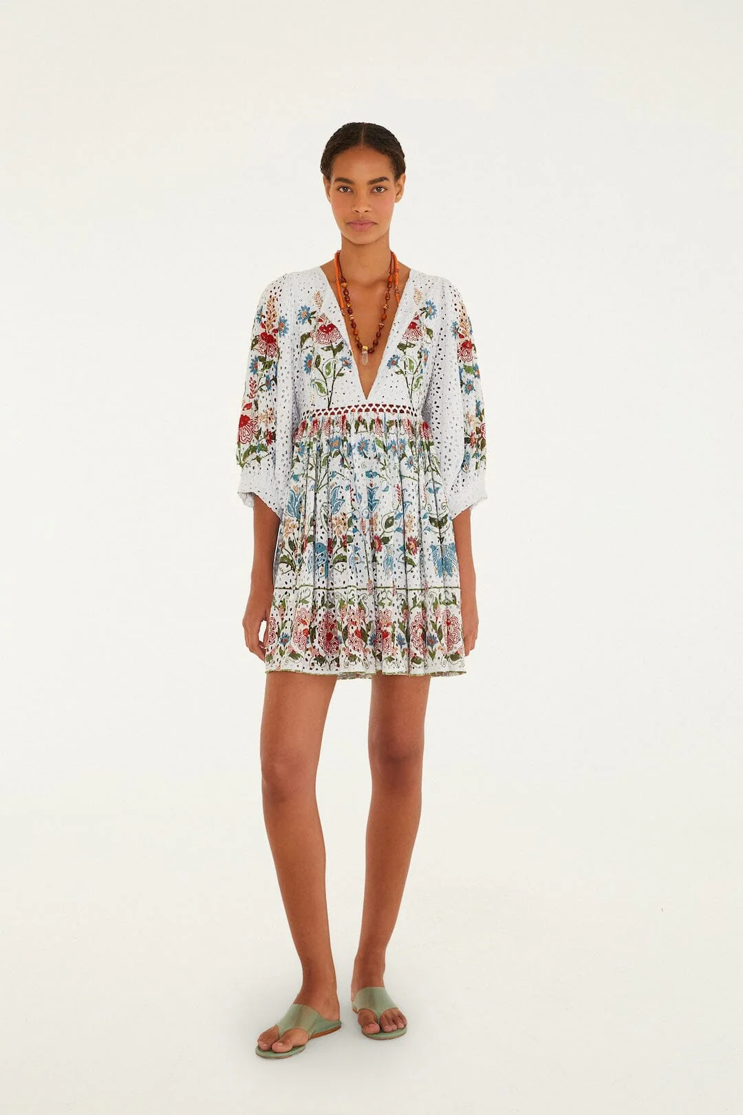 Stitched Garden Mini Dress - Off-White - Image 3