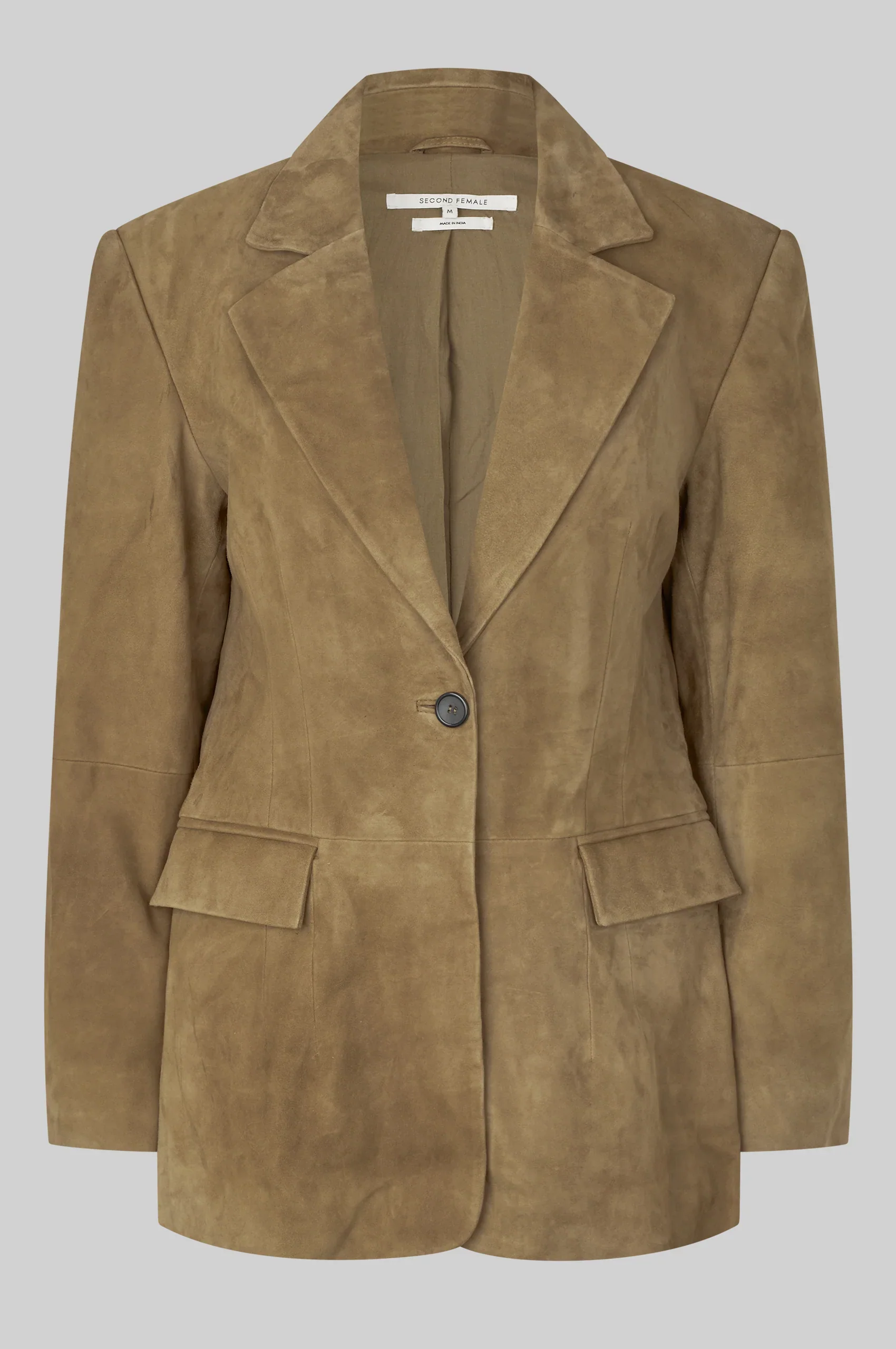 Suellen Fitted Suede Blazer - Petrified Oak - Image 10